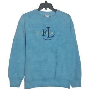 Vintage Miami Florida Embroidered Sweatshirt Pullover Blue, M